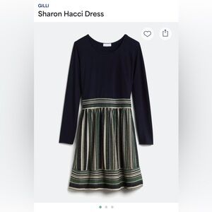 Gilli Navy and Green Striped Dress